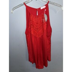 Bluetime Women's Size L Summer Halter Spaghetti Strap Lace Flowy Tank Top NWT